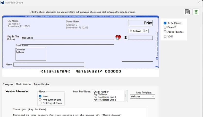 Print Checks Deluxe 1.67