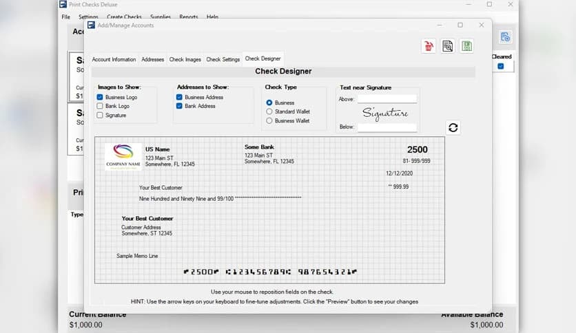 Print Checks Deluxe 1.67