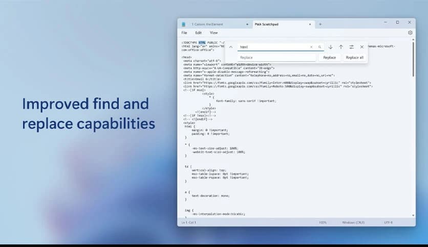 Microsoft Windows Notepad 11.2405.13.0