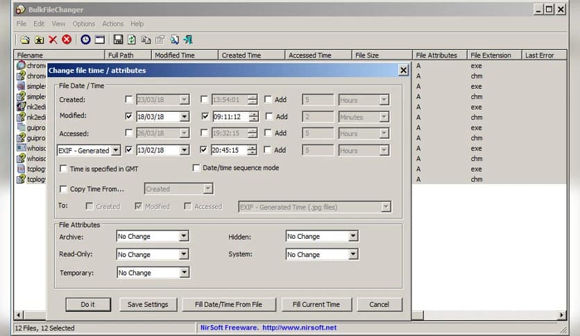 NirSoft BulkFileChanger 1.74