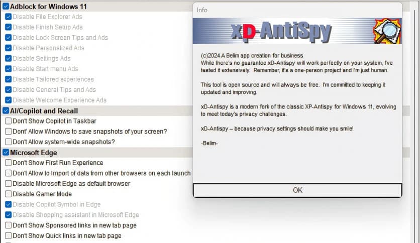 Builtbybel XD-AntiSpy 4.13.0