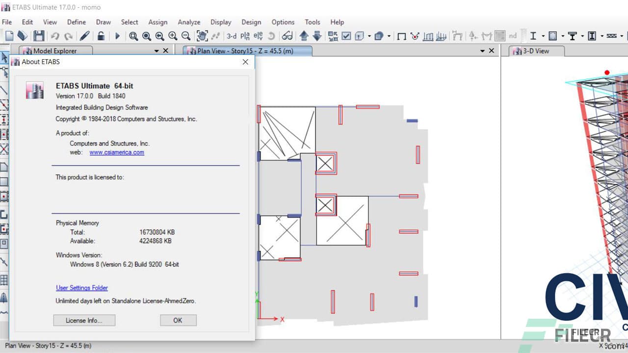 CSI ETABS Ultimate 21.0.1.3178