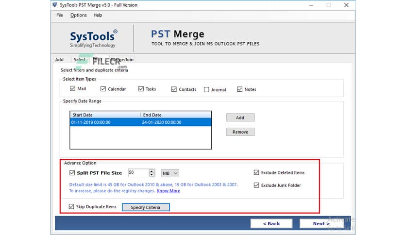 SysTools PST Merge 7.0