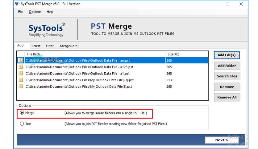 SysTools PST Merge 7.0