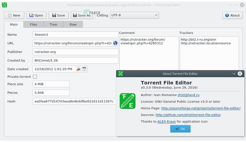 Torrent File Editor 1.0.0