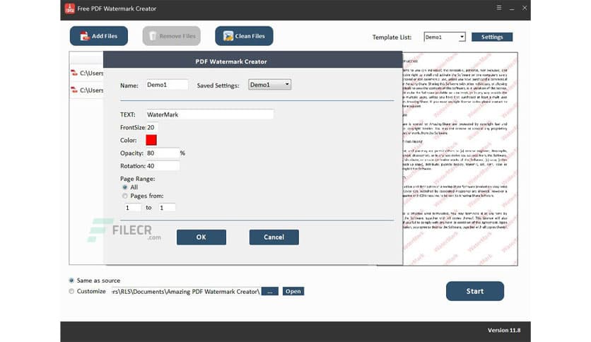 Amazing PDF Watermark Creator 11.8.0.0