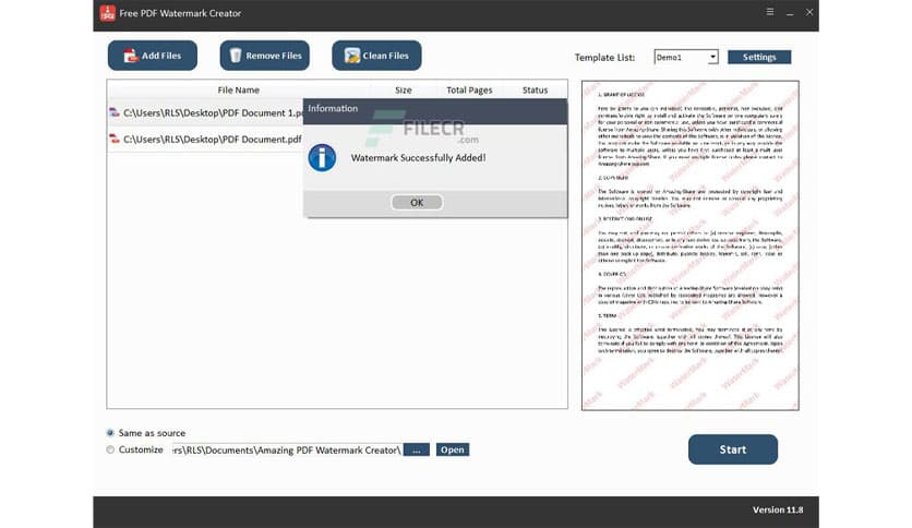 Amazing PDF Watermark Creator 11.8.0.0