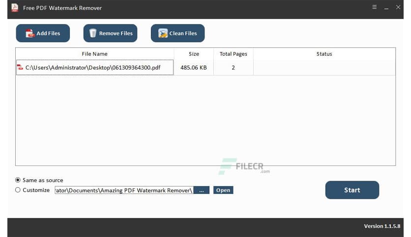 Amazing PDF Watermark Remover 1.1.5.8