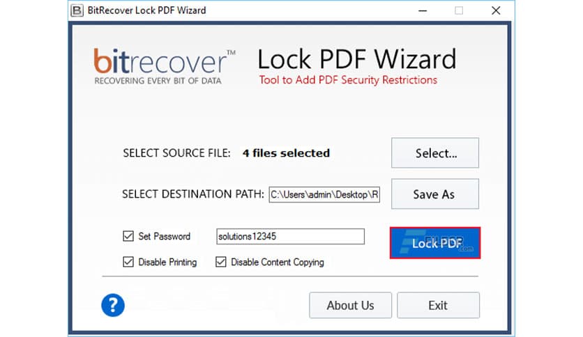 BitRecover Lock PDF Wizard 2.1