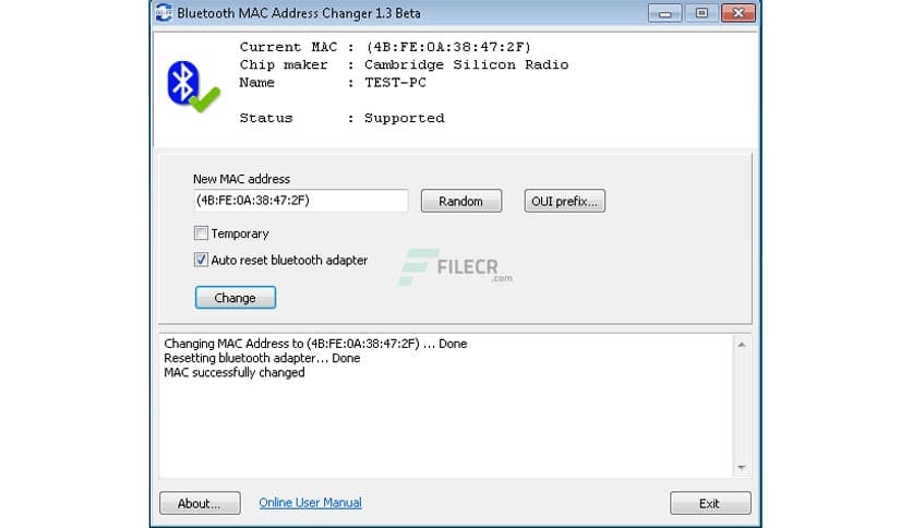 Bluetooth MAC Address Changer 1.14.0.203b