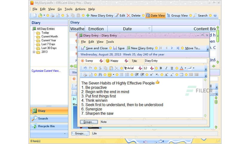 Efficient Diary Pro 5.60 Build 559