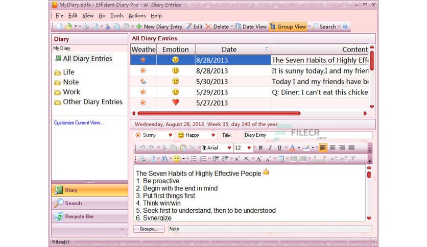 Efficient Diary Pro 5.60 Build 559