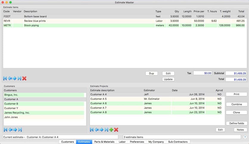 Estimate Master 5.4.0