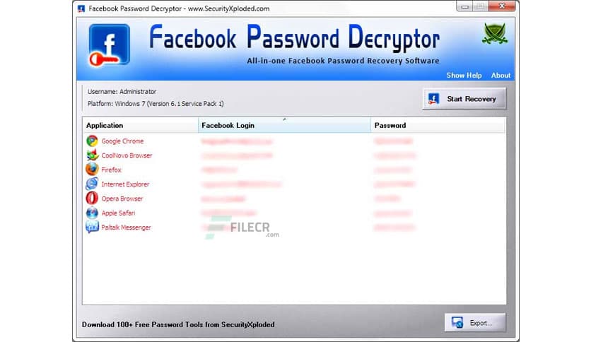 Facebook Password Decryptor 15.0