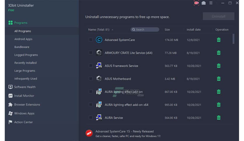 IObit Uninstaller Free 15.3.0.1