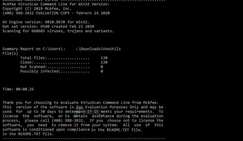McAfee Command Line Scanner 7.0.2
