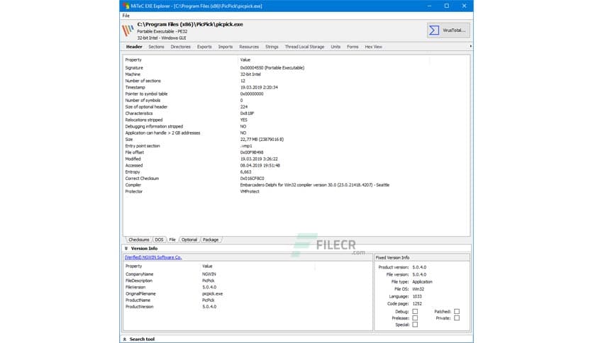 MiTeC EXE Explorer 3.7.4