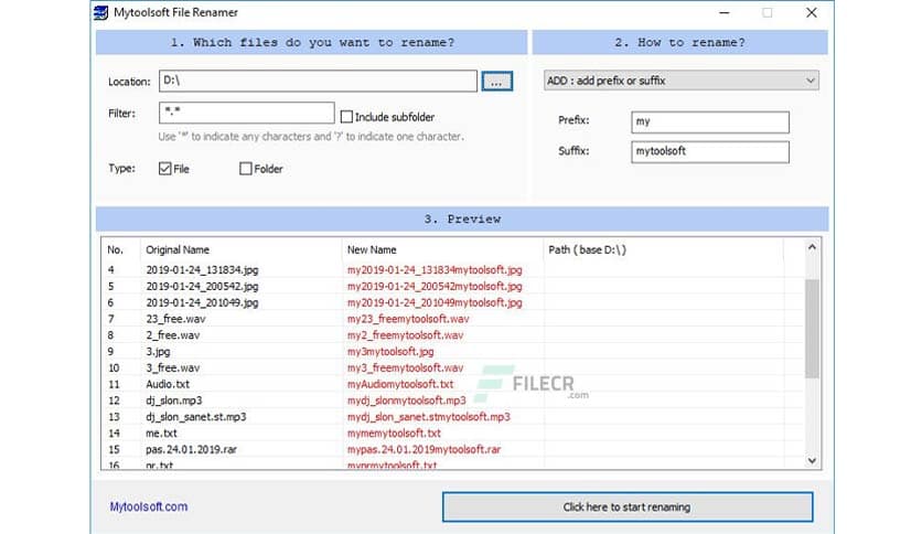 Mytoolsoft File Renamer 1.8.21