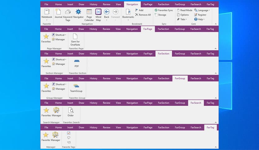 OneNoteGem Favorites for OneNote 2021 v34.3.0.137