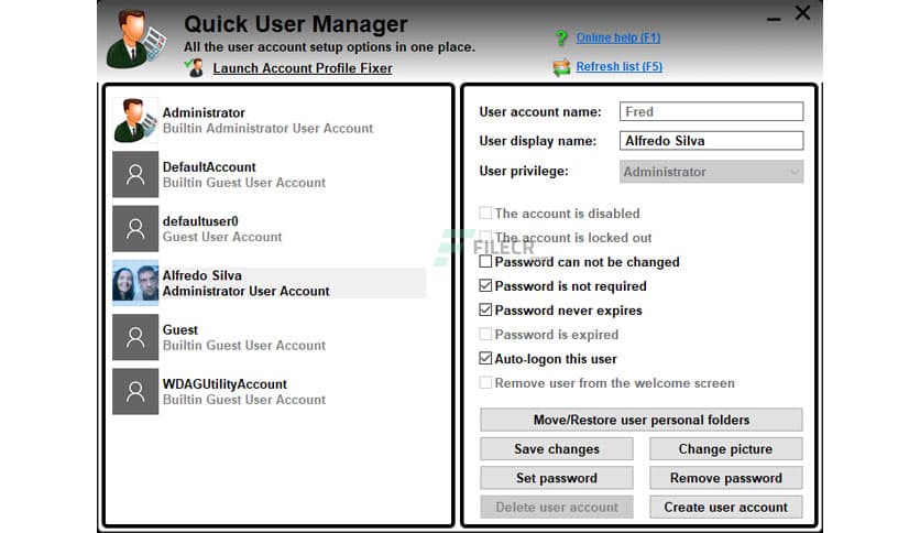 Quick User Manager 2.2.0.0