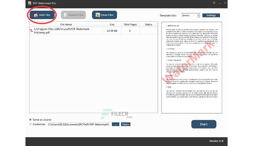 Rcysoft PDF Watermark Pro 13.8.0.0