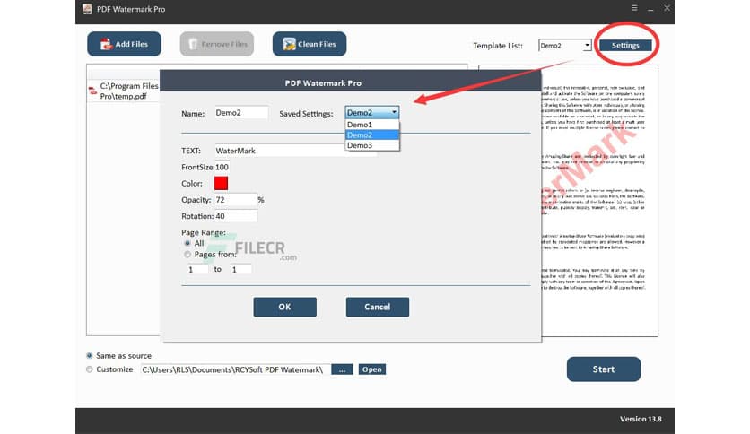 Rcysoft PDF Watermark Pro 13.8.0.0