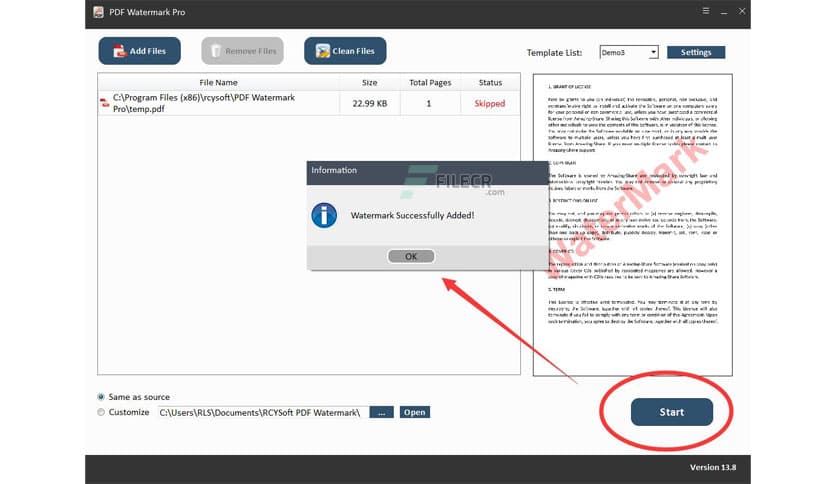 Rcysoft PDF Watermark Pro 13.8.0.0