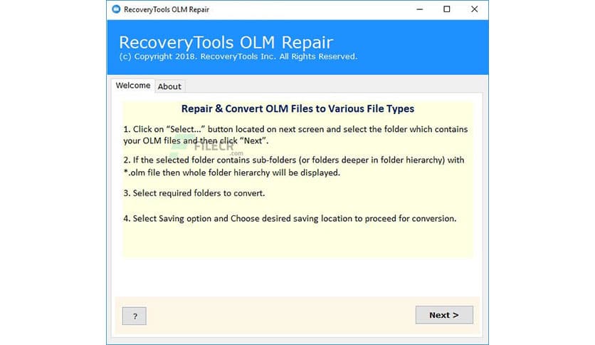 RecoveryTools OLM Repair 5.2