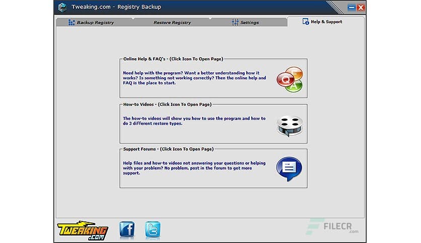 Tweaking Registry Backup Free 4.0.0