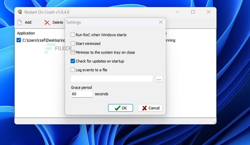 Restart on Crash 1.6.4.0