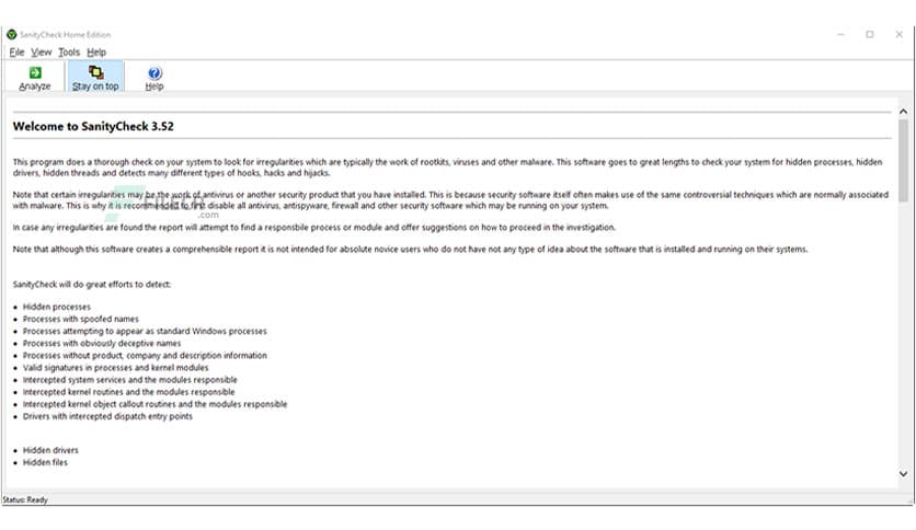 SanityCheck Home 3.52