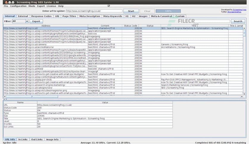 Screaming Frog SEO Spider 20.2