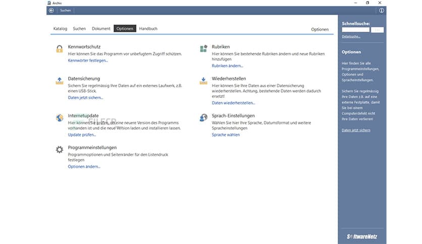 SoftwareNetz Document Archive 1.52
