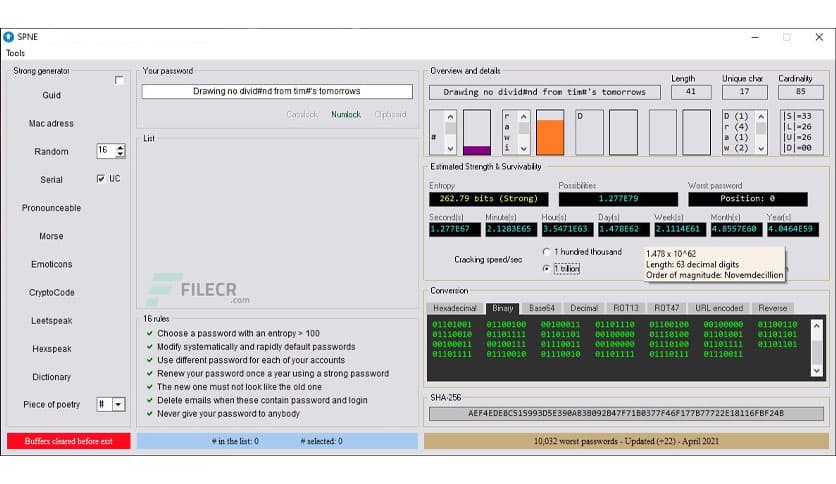 Strong Passwords Need Entropy 19.0