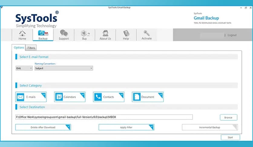 SysTools Gmail Backup 9.3