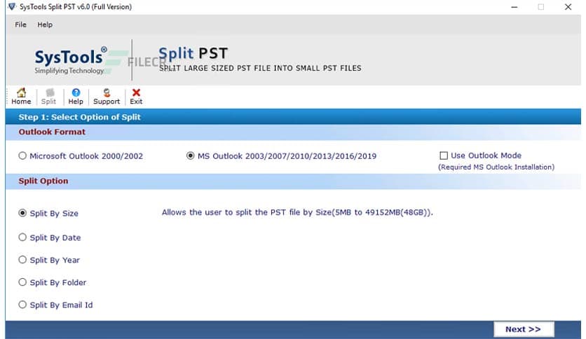 SysTools Split PST 9.0