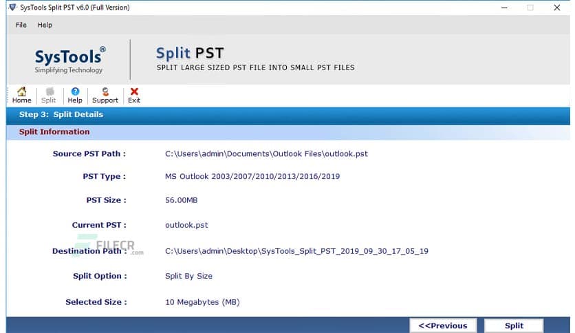 SysTools Split PST 9.0