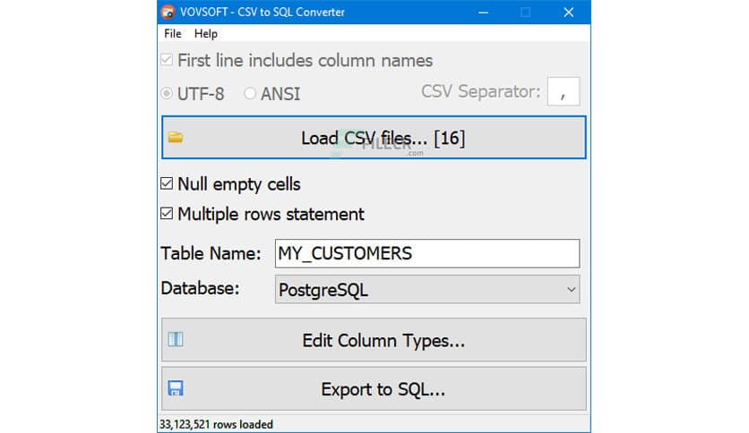 VovSoft CSV to SQL Converter 2.1