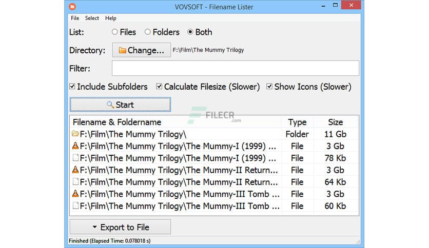 VovSoft Filename Lister 5.3