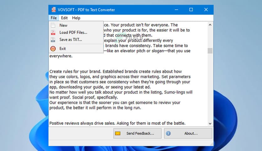 VovSoft PDF to Text Converter 1.4