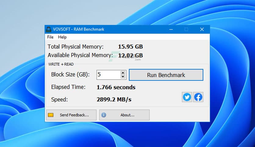 Vovsoft RAM Benchmark 1.1
