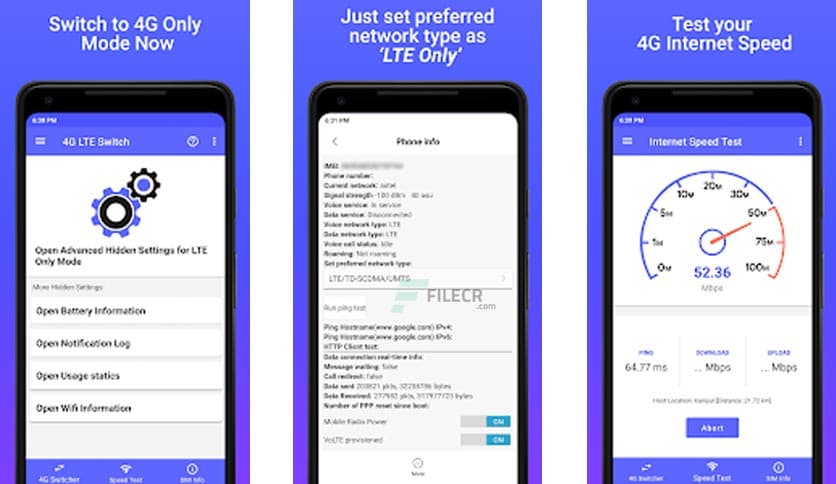 4G LTE Network Switch – Speed Test & SIM Card Info 1.2.4