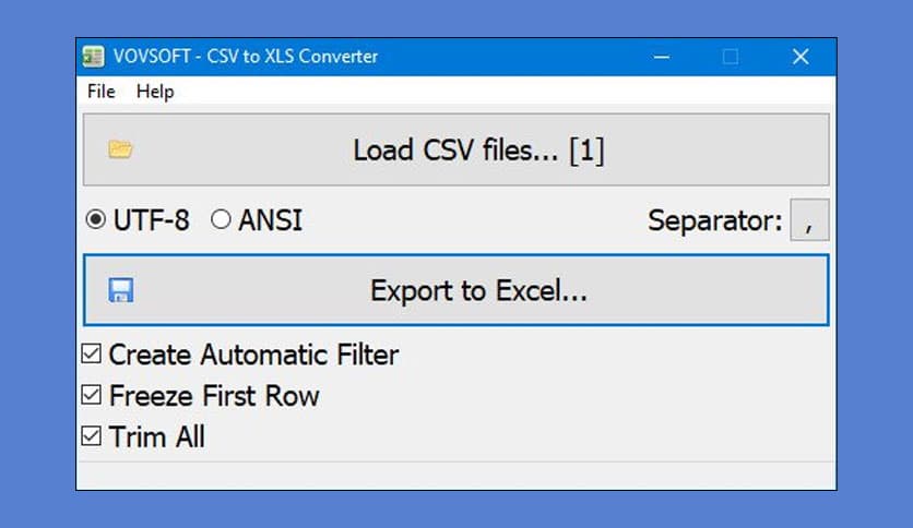 Vovsoft CSV to XLS Converter 1.3