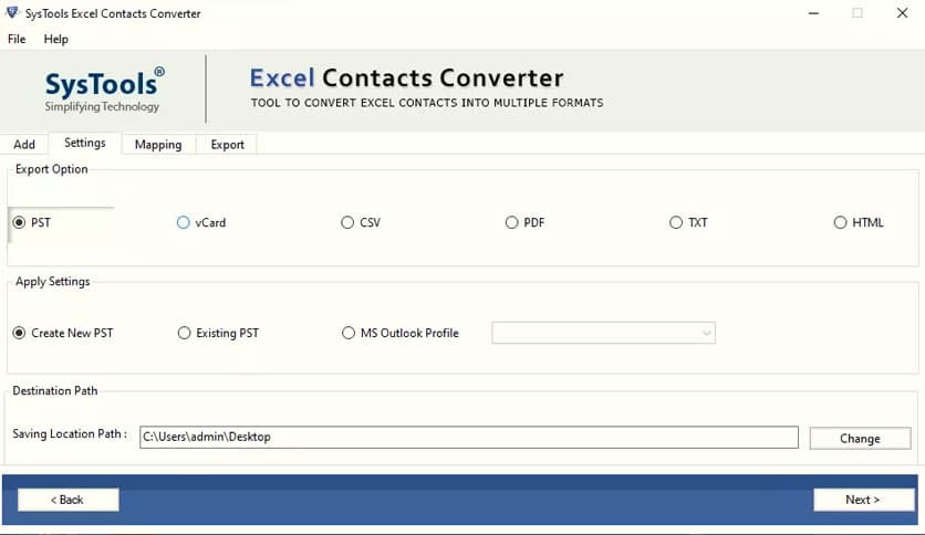 SysTools Excel Contacts Converter 4.0