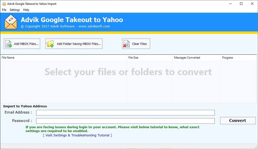 Advik Google Takeout to Yahoo Import 2.0