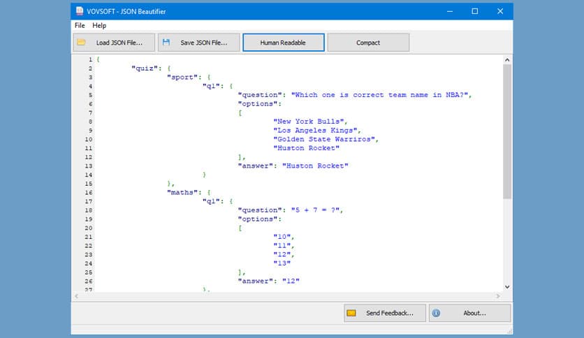 VovSoft JSON Beautifier 2.0
