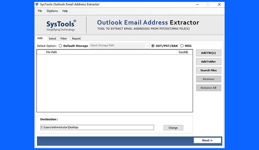 SysTools Outlook Email Address Extractor 5.1