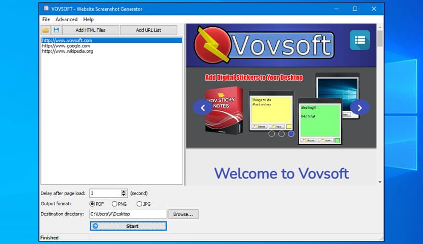 VovSoft Website Screenshot Generator 2.0