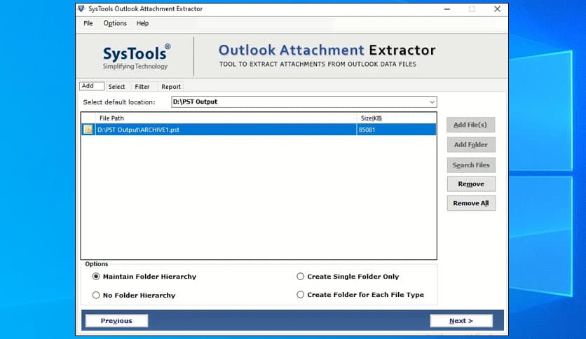 SysTools Outlook Attachment Extractor 9.2