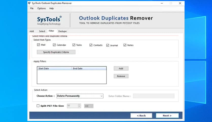SysTools Outlook Duplicates Remover 5.2